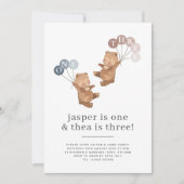 1er et 3e anniversaire d'ours Invitation (Devant)