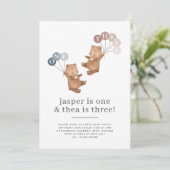 1er et 3e anniversaire d'ours Invitation (Debout devant)