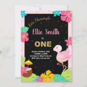 1er Flamant rose rose Invitations d'anniversaire (Devant)