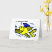 1er Jour à l'école amusant carte de voeux caricatu (Fleur jaune)