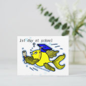 1er Jour à l'école amusant carte de voeux caricatu (Debout devant)