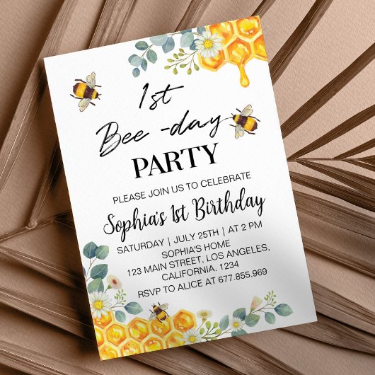 1er Jour de l'abeille Anniversaire Invitation Bumb
