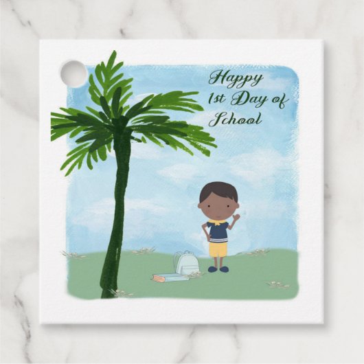 1er jour de l'école Favoriser étiquette pour garço (Devant)