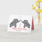 1er mariage anniversaire papier carte d'éléphant m (Fleur jaune)