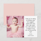 1er Merci d'anniversaire de la petite fille rose (Devant / Derrière)