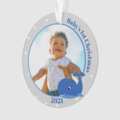 1er Noël de bébé baleine avec ornement photo (devant)