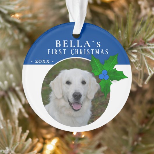 1er Noël de chiot Holly Berry Photo de chien anima (Arbre)