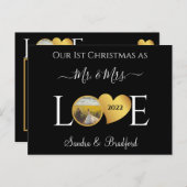 1er Noël en tant que M. Mme Newlyweds Carte de vac (Devant / Derrière)