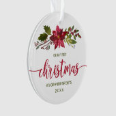 1er Noël Grand-parents Photo Aquarelle Florale (devant)