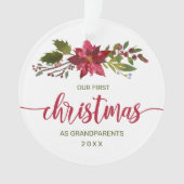 1er Noël Grand-parents Photo Aquarelle Florale (devant)