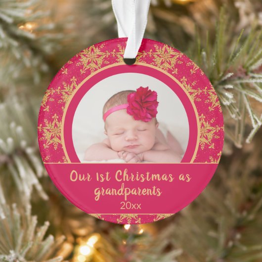 1er Noël Grand-parents Pink Gold Photo (Arbre)