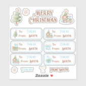 1er Noël Nom Bleus Étiquettes Kiss Cut Stickers (Feuille)