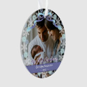 1er Noël Nouveau bébé Nom photo Bleu clair pourpre (devant)