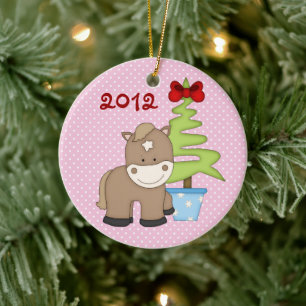 1er Ornement Cheval de Noël pour bébé personnalisé