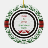 1er Ornement personnalisé de Noël du mariage Coupl (Dos)