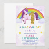 1er Rainbow Unicorn Anniversaire Invitations Cloud (Devant / Derrière)