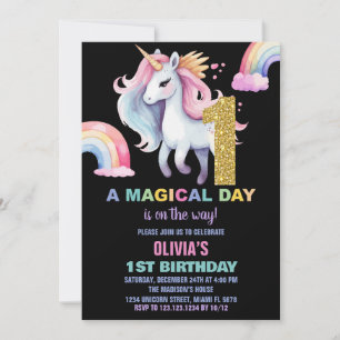 1er Rainbow Unicorn Birthday Invitations Parties s