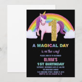 1er Rainbow Unicorn Birthday Invitations Parties s (Devant / Derrière)