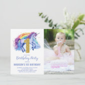 1er Rainbow Unicorn Birthday Invitations photo (Debout devant)