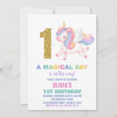 1er Rainbow Unicorn Invitations d'anniversaire (Devant)