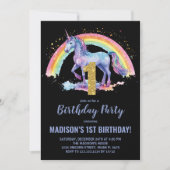 1er Rainbow Unicorn Invitations d'anniversaire (Devant)
