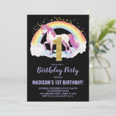 1er Rainbow Unicorn Invitations d'anniversaire (Debout devant)