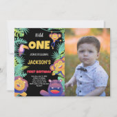 1er Safari vert Invitation d'anniversaire avec pho (Devant)