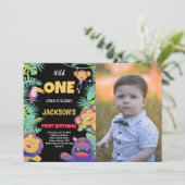 1er Safari vert Invitation d'anniversaire avec pho (Debout devant)