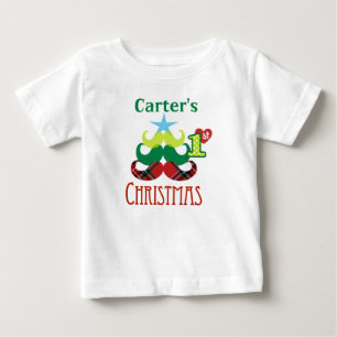 1er T-shirt d'arbre à moustache de Noël pour bébé