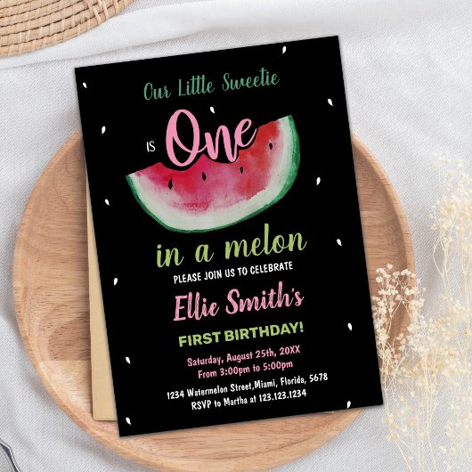 1ère Black Watermelon Invitations d'anniversaire