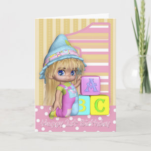 1ère Carte Anniversaire Avec Mignonne Petite Fille