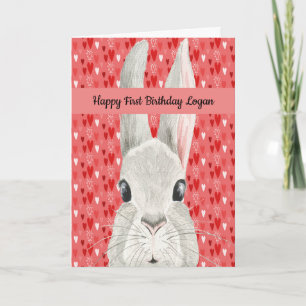 1ère carte d'anniversaire pour garçon avec lapin