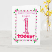 1ère carte d'anniversaire pour une fille Cousin (Fleur jaune)