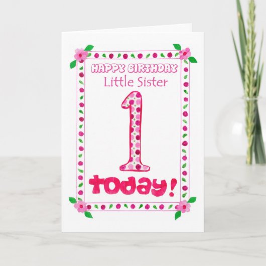 1ère carte d'anniversaire pour une petite soeur (Devant)