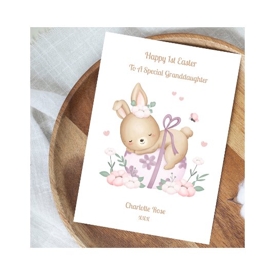 1ère carte fille de bébé de Pâques Rabbit Grandgir