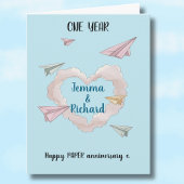 1ère carte mariage anniversaire Avions papier