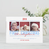 1ère carte photo de Noël pour bébé garçon (Debout devant)