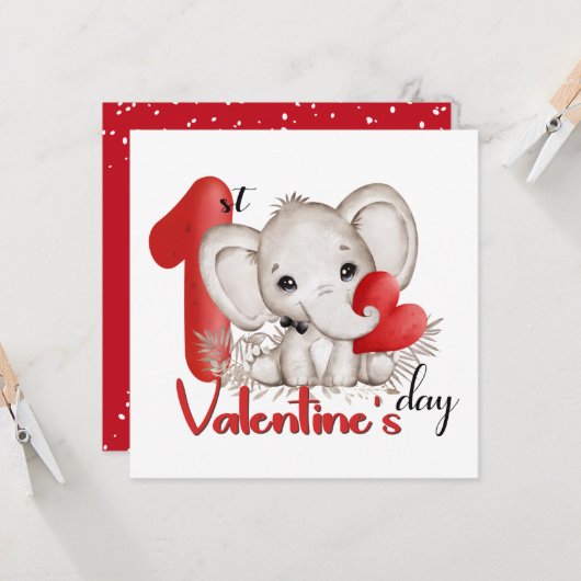1ère carte Saint Valentin pour un bébé garçon (Devant/Arrière en situation)
