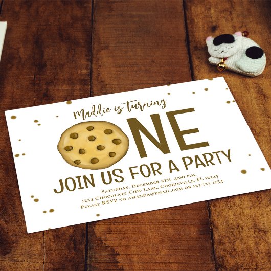 1ère fête d'anniversaire Cute Cookie Invitation