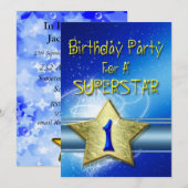 1ère fête d'anniversaire Invitation pour une super (Devant / Derrière)
