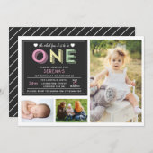 1ère invitation anniversaire - 3 photo design (Devant / Derrière)