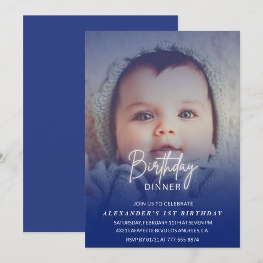 1ère invitation anniversaire Anniversaire Dîner Ph (Devant / Derrière)