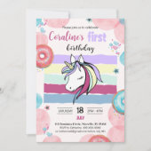 1ère invitation d'anniversaire avec la licorne mig (Devant)