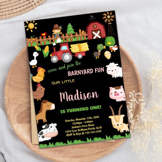 1ère invitation d'anniversaire de ferme Barnyard