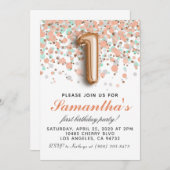 1ère Invitation d'anniversaire d'or Rose (Devant / Derrière)