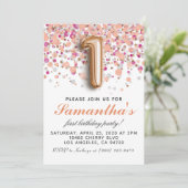 1ère Invitation d'anniversaire Rose Gold (Debout devant)
