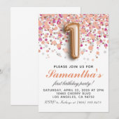 1ère Invitation d'anniversaire Rose Gold (Devant / Derrière)