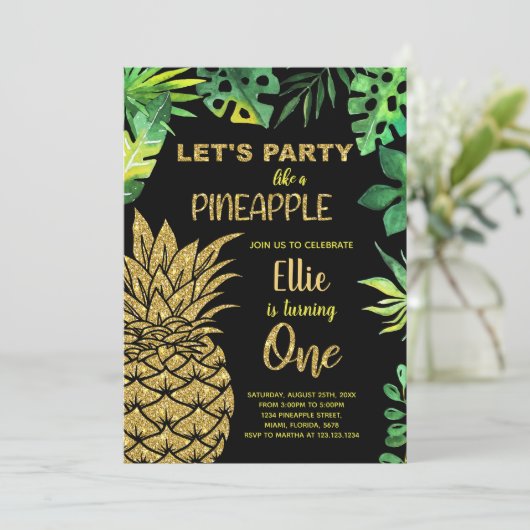 1ère Invitations d'ananas à Parties scintillant d' (Debout devant)