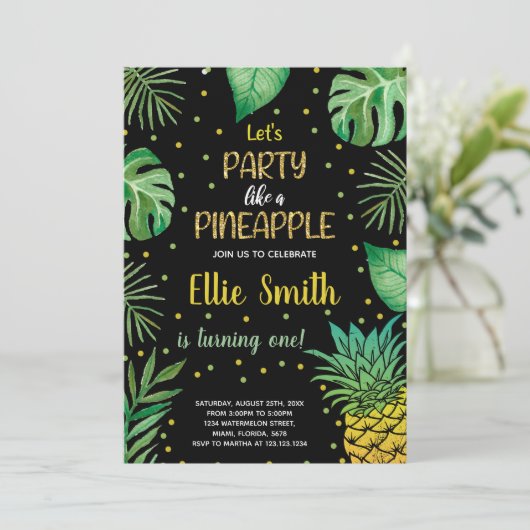 1ère Invitations d'ananas vert noir (Debout devant)