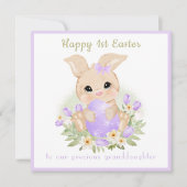 1ère Pâques Violet Bunny Grandgirl Carte Pâques (Devant)